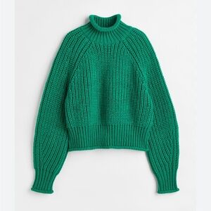H&M Women’s Chunky Knit Oversized Sweater Pullover  Green Size S